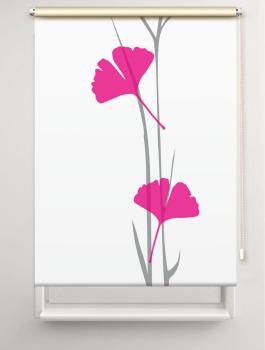 Rollo Ginkgo grey-magenta, Motivrollo, Rollo mit Druck, Fotorollo, bedrucktes Rollo, Fensterrollo,verdunkelndes Rollo, Sonnenschutz Rollo